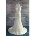 A wholesale high neckline mermaid beaded on waistband wedding dress